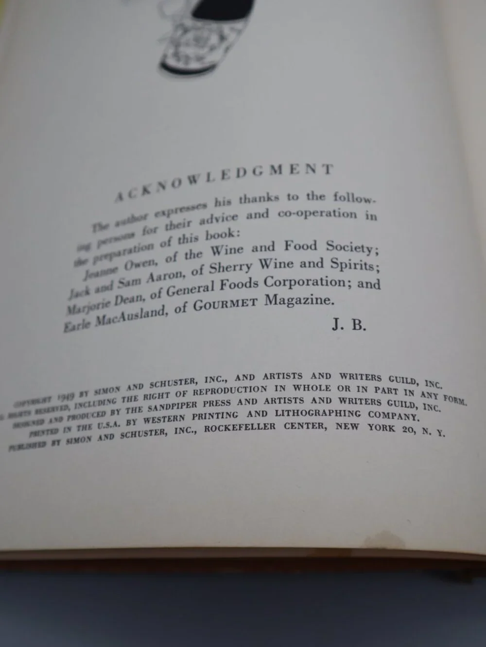 The Fireside Cook Book by James Beard 1949 Hard Cover 1st Ed. Vintage Cookbook